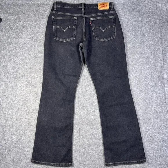 Vintage Levis Jeans Womens 12 Black 515 M Mis Boot Cut Low Rise Stretch Faded - Picture 2 of 11
